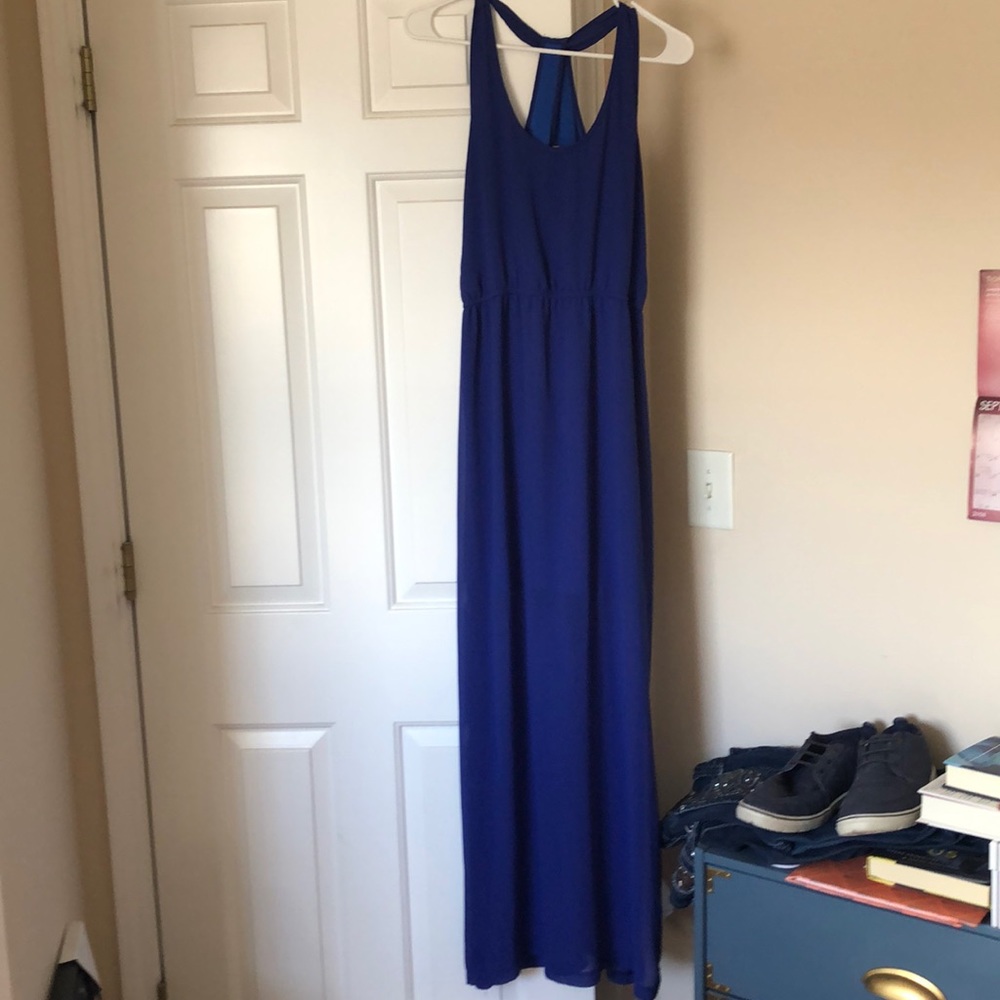 Blue maxi twist back dress size L